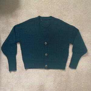 V-NECK knitted Cardigan in dark green